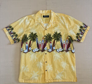 Favant Men's Size 2XL Surfboard Palm Tree Button Up Short Sleeve Hawaiian Shirt